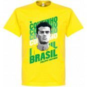 Brasilien T-shirt Coutinho Portrait Philippe Coutinho Gul L