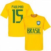 Brasilien T-shirt Paulinho 15 Team Gul L