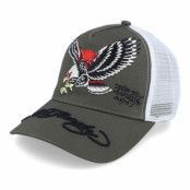 Ed Hardy - Grön trucker Keps - Eagle-japan Olive/White Trucker @ Hatstore