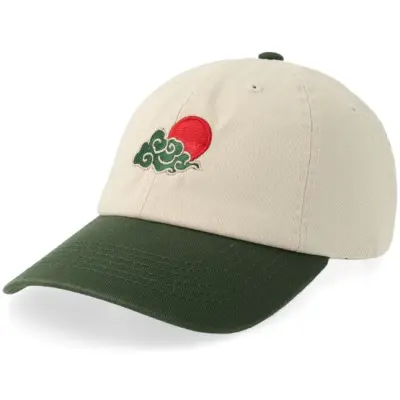 Yapan - Beige unconstructed Keps - Clound N Japan Red Stone Washed Stone/Dark Green Dad Cap @ Hatstore