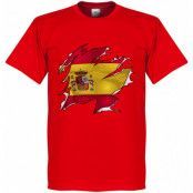 Spanien T-shirt Ripped Flag Röd L