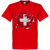 Spanien T-shirt Switzerland Ripped Flag Röd S