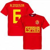 Spanien T-shirt A Iniesta 6 Team Andres Iniesta Röd L