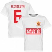 Spanien T-shirt Iniesta 6 Team Andres Iniesta Vit L