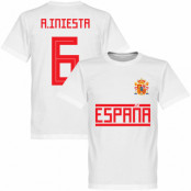 Spanien T-shirt Iniesta 6 Team Andres Iniesta Vit XS