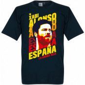 Spanien T-shirt Xabi Alonso Portrait Mörkblå L