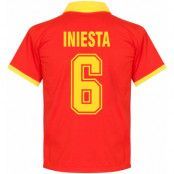 Spanien Tröja 1970s Home Iniesta Retro Shirt Andres Iniesta Röd M