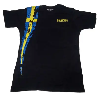 Sverige T-shirt Flagga Svart XL