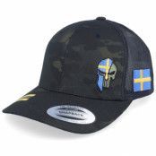 Army Head - Camo trucker Keps - Sverige Sweden Color Army Skull Multicam Black Trucker @ Hatstore