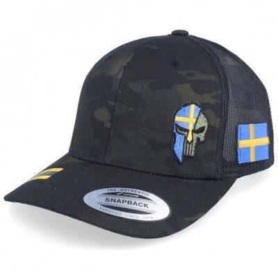 Army Head - Camo trucker Keps - Sverige Sweden Color Army Skull Multicam Black Trucker @ Hatstore