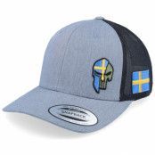 Army Head - Grå trucker Keps - Sverige Sweden Color Army Skull Heather Grey/Black Trucker @ Hatstore