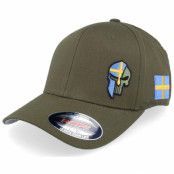 Army Head - Grön flexfit Keps - Sverige Sweden Color Army Skull Olive Flexfit @ Hatstore