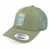 Army Head - Grön trucker Keps - Sverige Sweden Army Badge Olive Trucker @ Hatstore