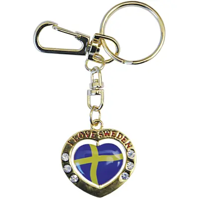 Sverige Nyckelring Hjärta Spinner