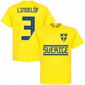 Sverige T-shirt Lindelof 3 Team Gul L