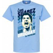 Uruguay T-shirt Portrait Luis Suarez Ljusblå L