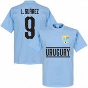 Uruguay T-shirt Suarez 9 Team Luis Suarez Ljusblå M