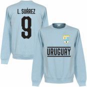Uruguay Tröja Suarez 9 Team Sweatshirt Luis Suarez Ljusblå L
