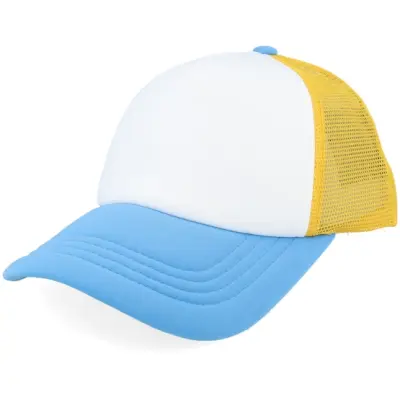Beechfield - Vit Keps - White/NFL Blue/Yellow Foam Retro Trucker @ Hatstore