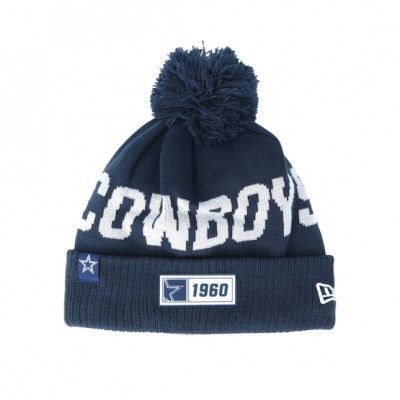 New Era - NFL Blå pom Beanie - Dallas Cowboys On Field 19 Sport Knit Navy/Grey Pom @ Hatstore
