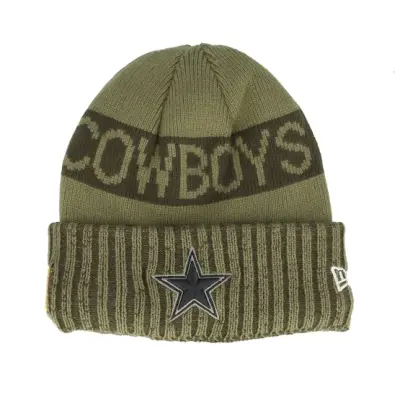 New Era - NFL Grön cuff Beanie - Dallas Cowboys NFL Salute To Service Green Knit Cuff @ Hatstore