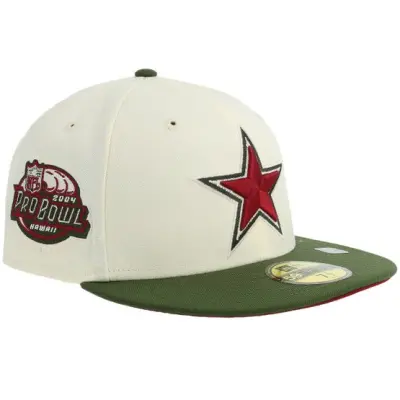 New Era - NFL Vit fitted Keps - Hatstore Exclusive x Dallas Cowboys 59FIFTY 04 Probowl Hawaii Chrome/Rifle Green/Maroon Fitted @ Hatstore
