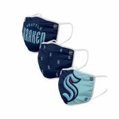 Foco - NFL Blå Mask - Seattle Kraken 3-Pack NFL Navy/Mint Face Mask @ Hatstore