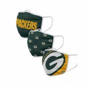 Foco - NFL Grön Mask - Green Bay Packers 3-Pack NFL Green/Yellow Face Mask @ Hatstore