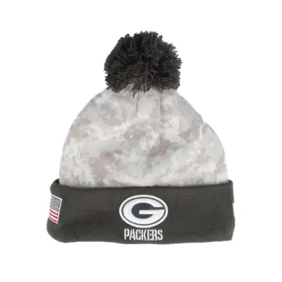 New Era - NFL Camo pom Beanie - Green Bay Packers Nfl24 Salute To Service Camo/Graphite Pom @ Hatstore