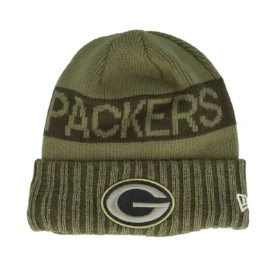New Era - NFL Grön cuff Beanie - Green Bay Packers NFL Salute To Service Green Knit Cuff @ Hatstore