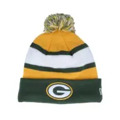 New Era - NFL Grön pom Beanie - Green Bay Packers NFL Striped Cuff Beanie Green/Yellow Pom @ Hatstore
