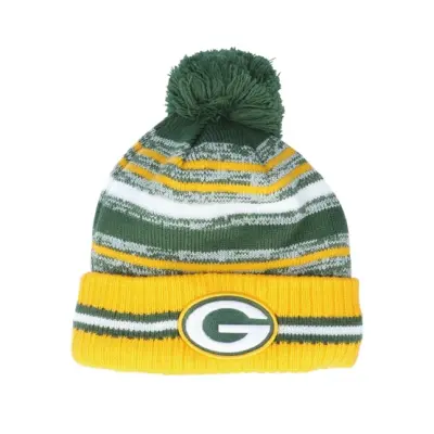 New Era - NFL Grön pom Beanie - Green Bay Packers NFL21 Sport Knit Green/Yellow Pom @ Hatstore