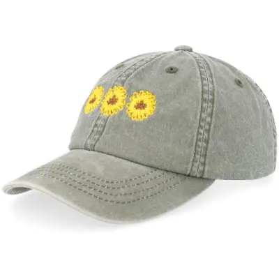 Kiddo Cap - Grön unconstructed Keps - Kids Small NFL Small Sun Flowers Small NFL Small NFL Olive Pigment Washed Dad Cap @ Hatstore