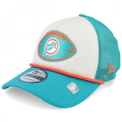 New Era - NFL Beige trucker Keps - Miami Dolphins Nfl24 Sideline His 9FORTY Stone/Teal Trucker @ Hatstore