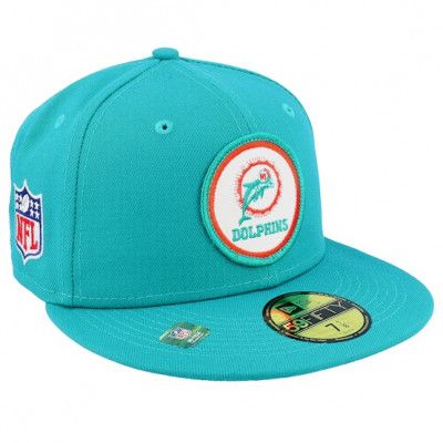 New Era - NFL Blå fitted Keps - Miami Dolphins NFL22 Sideline Historic 59FIFTY Teal Fitted @ Hatstore