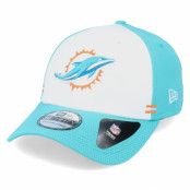 New Era - NFL Blå flexfit Keps - Miami Dolphins NFL 20 Side Lines Home 39Thirty OTC White/Teal Flexfit @ Hatstore