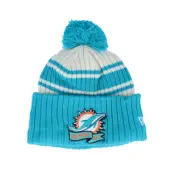 New Era - NFL Blå pom Beanie - Miami Dolphins NFL22 Sideline Sportknit Teal Pom @ Hatstore