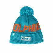 New Era - NFL Blå pom Beanie - Miami Dolphins On Field 19 Sport Knit Teal/Orange Pom @ Hatstore