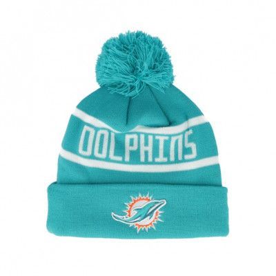 New Era - NFL Blå pom Beanie - Miami Dolphins Otc NFL Jake Teal Pom @ Hatstore