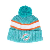 New Era - NFL Blå pom Beanie - Miami Dolphins Sport Knitted NFL Sideline 23 Teal Pom @ Hatstore