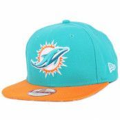 New Era - NFL Blå snapback Keps - Miami Dolphins NFL Sideline 9Fifty Snapback @ Hatstore