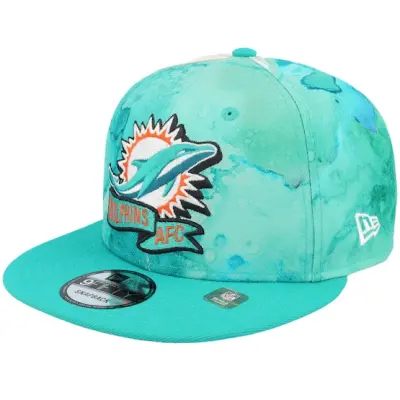 New Era - NFL Blå snapback Keps - Miami Dolphins NFL22 Sideline Ink 9FIFTY Teal Snapback @ Hatstore