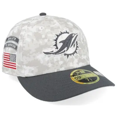 New Era - NFL Camo fitted Keps - Miami Dolphins Nfl24 Salute To Service Low Profile 59FIFTY Camo/Graphite Fitted @ Hatstore