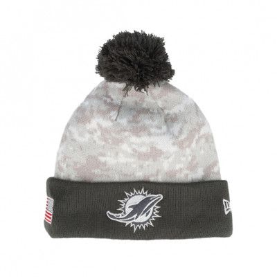 New Era - NFL Camo pom Beanie - Miami Dolphins Nfl24 Salute To Service Camo/Graphite Pom @ Hatstore