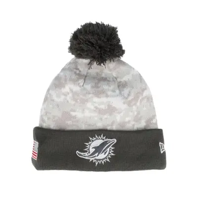 New Era - NFL Camo pom Beanie - Miami Dolphins Nfl24 Salute To Service Camo/Graphite Pom @ Hatstore
