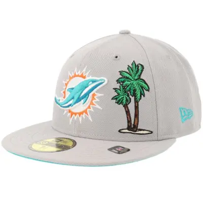 New Era - NFL Grå fitted Keps - Hatstore Exclusive x Miami Dolphins 59FIFTY City DescribeGrey/Teal Fitted @ Hatstore