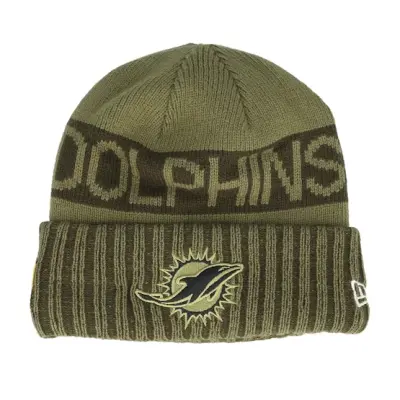 New Era - NFL Grön cuff Beanie - Miami Dolphins NFL Salute To Service Green Knit Cuff @ Hatstore