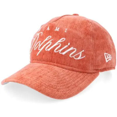 New Era - NFL Orange adjustable Keps - Miami Dolphins Team Script 19TWENTY Golfer Velvet Orange A-frame @ Hatstore