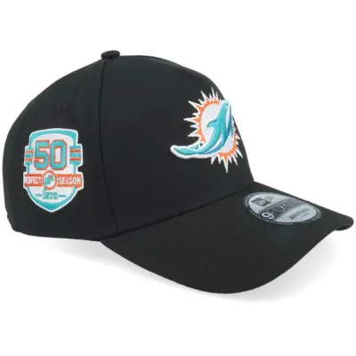 New Era - NFL Svart adjustable Keps - Miami Dolphins Mixed Crowns 9FORTY 50 Black A-frame Adjustable @ Hatstore