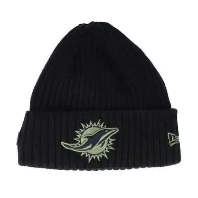 New Era - NFL Svart cuff Beanie - Miami Dolphins Salute To Service NFL 20 Knit Black Cuff @ Hatstore